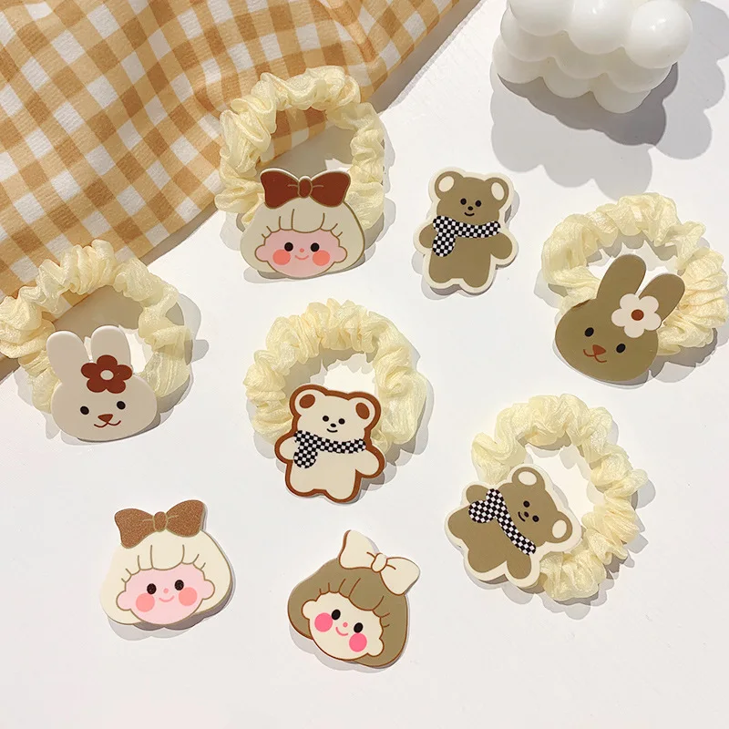 

Cute Cartoon Elastic Hair Band Pleated Rubber Bands For Girls Kids Hair Accessories Hair Ring Headdress Toddler Hair Ties