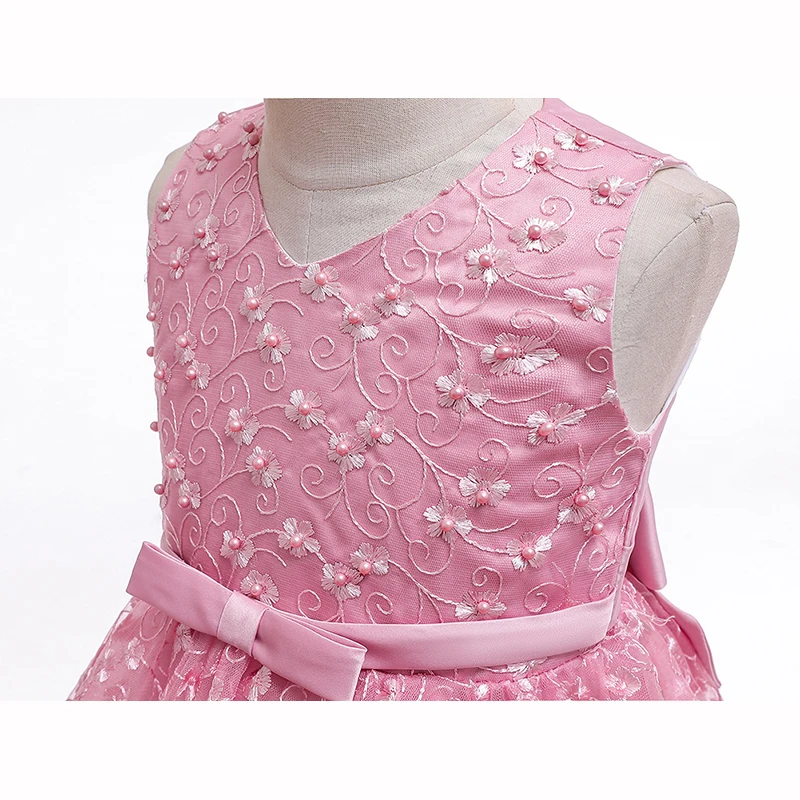 Свадебные платья для девочек Сетчатое платье-пачка с бантом и цветочным узором