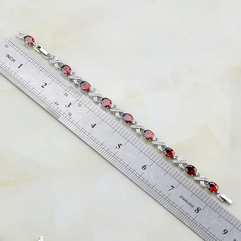 Ювелирные изделия из стерлингового серебра 925 пробы с красным цирконием и белым