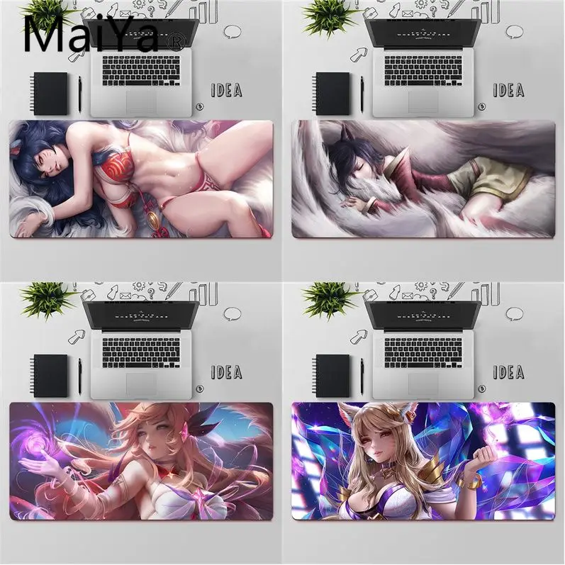 Игровой коврик для мыши Maiya League of Legends из натурального каучука Ahri Настольный