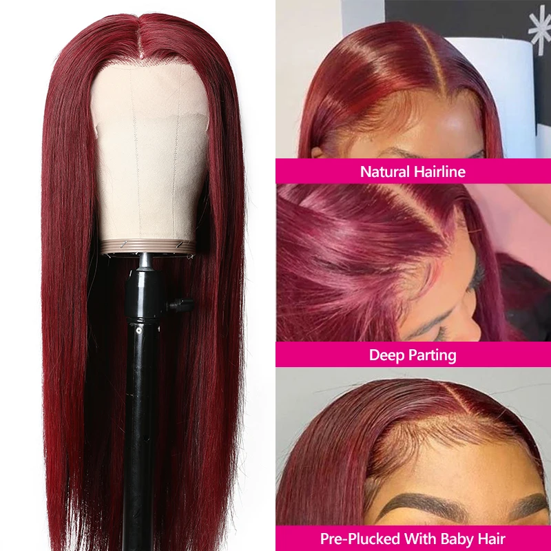 Парик Beauty Forever 13x4 из прямых человеческих волос 99J с эффектом омбре медово светлый