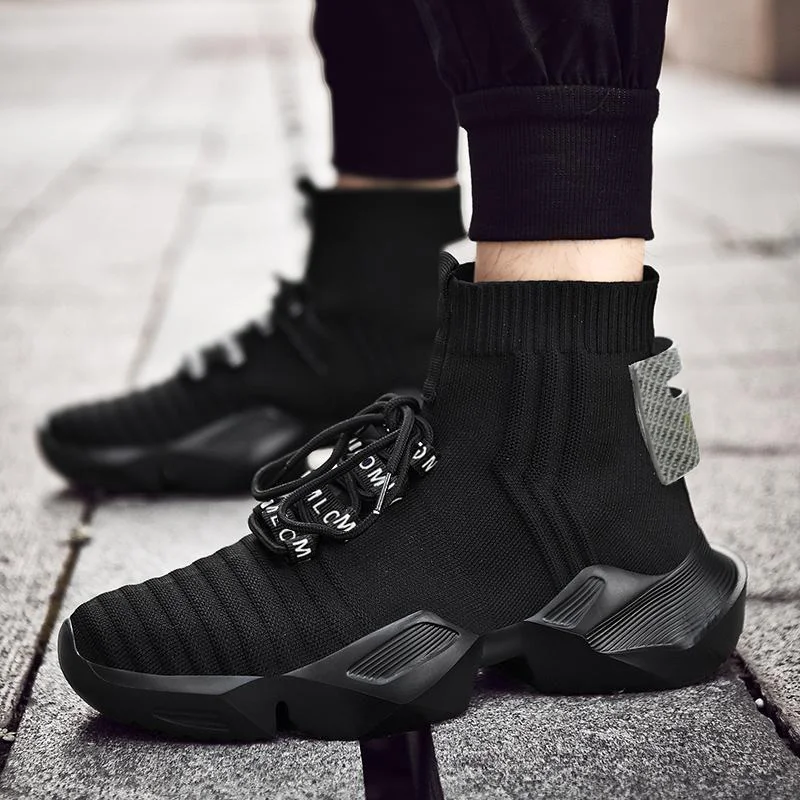 

Men's Black Knitted Socks Shoes Ultra Light and Refreshing Breathable Fashion Trend Quality Sports Casual Shoes HL024