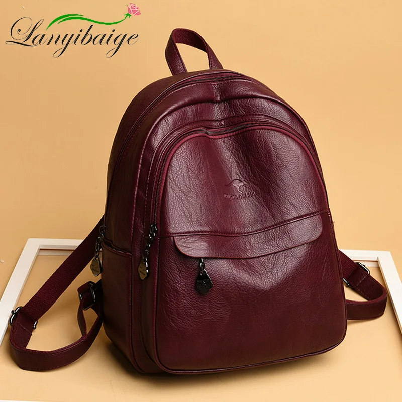 

New Women Leather Backpack Preppy vintage Ladies Bagpack Sac A Dos mochila mujer Travel Backpack school bags for teenage girls