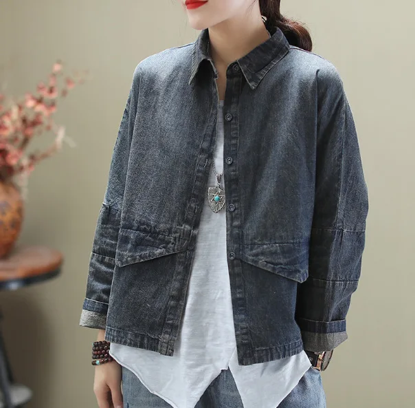 2020 весенние куртки ретро женские свободные Универсальные джинсовые пальто Топы