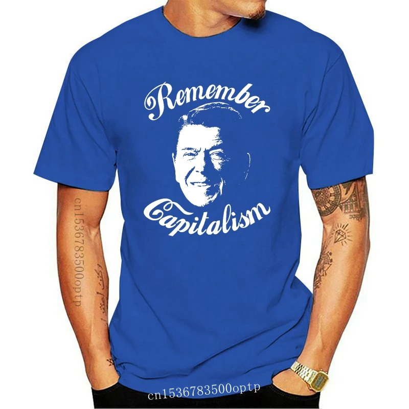 

Новые крутые мужские футболки с круглым вырезом Ronald Reagan помните капитализм забавная Футболка дизайнерские футболки