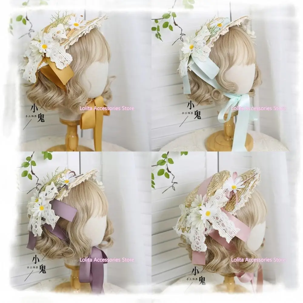 

Multicolour Lolita Sweet Lace Bow Elegant Flat Hat Flower Wedding Tea Party Gorgeous Princess Top Hat Cap Hairpin Headdress