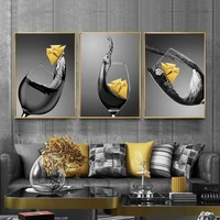 wine glass with small boat canvas print painting dining room and kitchen modern home decoration wall art flower pictures