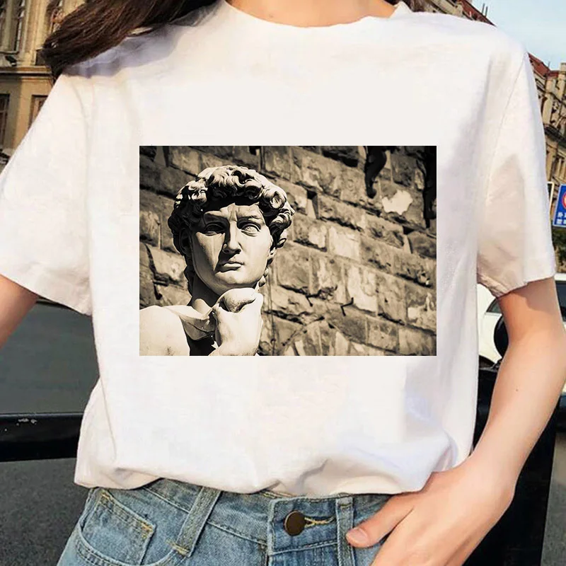Новая модная женская футболка с принтом Давида микеланжело Повседневная Harajuku