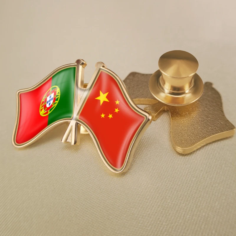 China and Portugal Crossed Double Friendship Flags Lapel Pins Brooch Badges | Украшения и аксессуары
