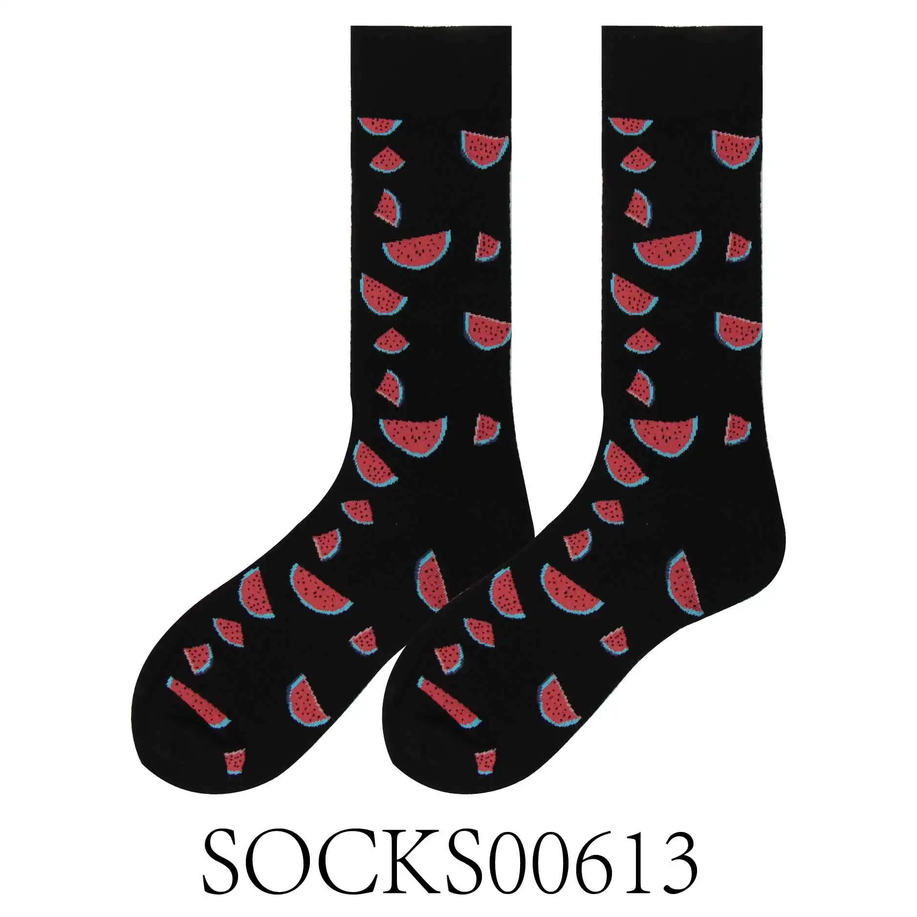 SOCKS00613 Забавные хлопковые носки с принтом счастливой пары цветные вишни желтые или черные базовые узоры серии - Цвет: SOCKS00613
