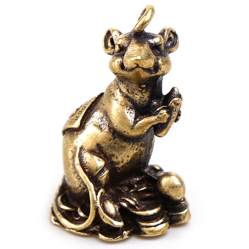 Медные брелоки в виде крысы подвески винтажные Зодиак из латуни животных мыши