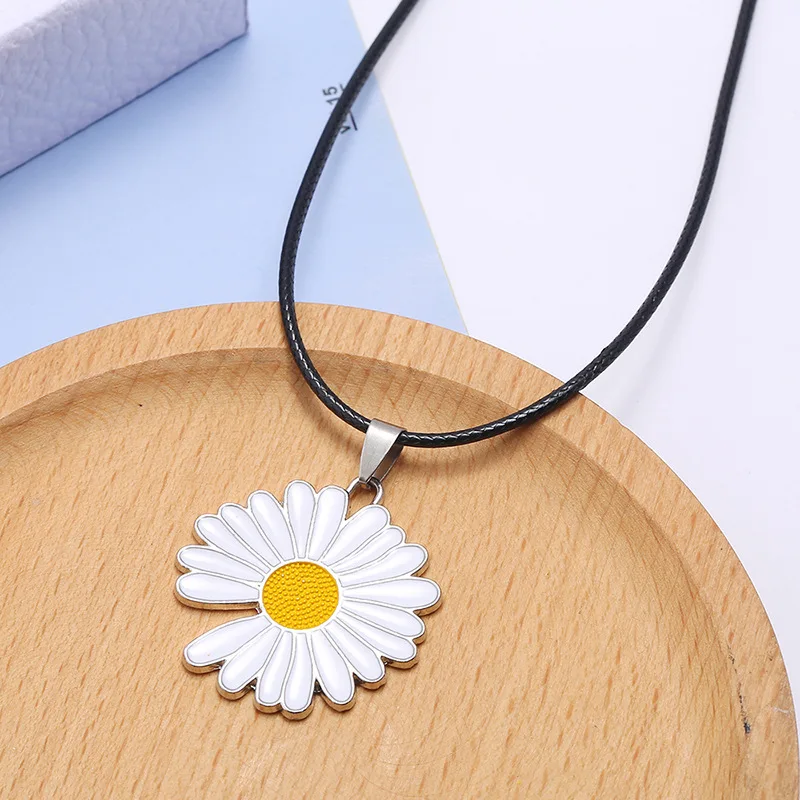 Простые Подвески с ромашками ожерелья для женщин и мужчин очаровательный