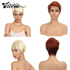 Парики Trueme из человеческих волос с кружевной частью, парик 613 блонд, вырезанный челкой, Короткие парики без повреждений из бразильских волос, парики на сетке с боковой L-образной частью для женщин