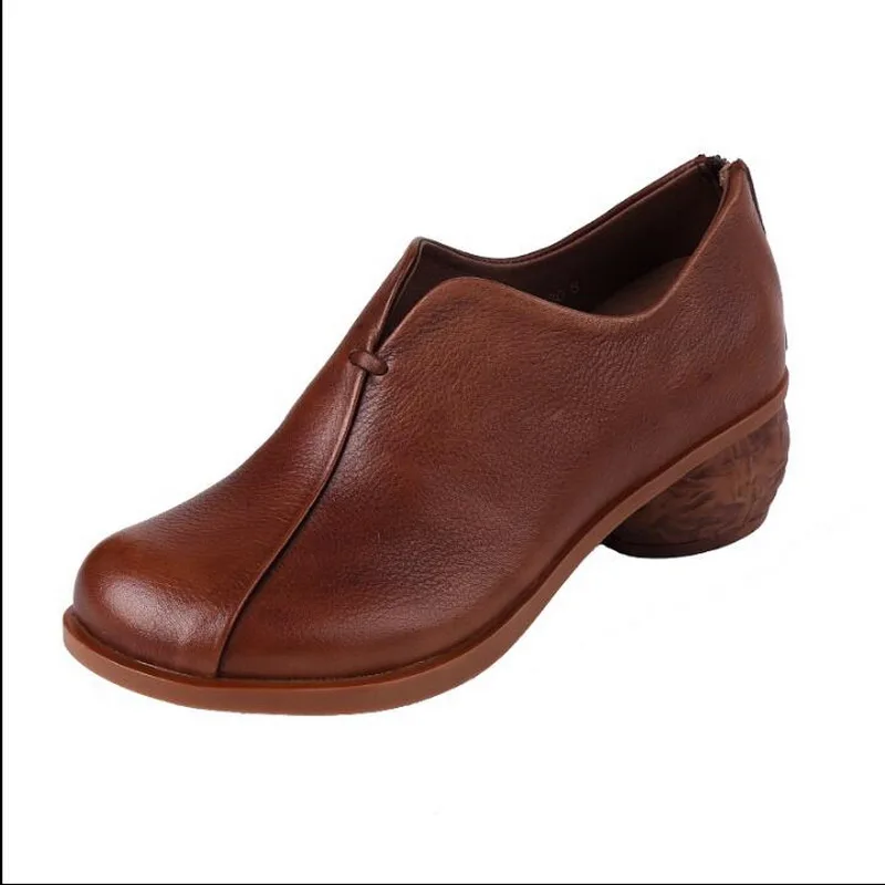 

GKTINOO 2021 Spring Autumn Vintage Style Women Pumps Genuine Leather High Heel Shoes Genuine Leather Thick Heels Handmade Shoe