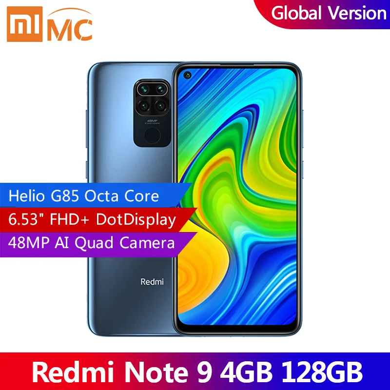 Глобальная версия смартфона Xiaomi Red mi Note 9 4 Гб 128 ГБ NFC Восьмиядерный Helio G85 Redmi 48MP Quad