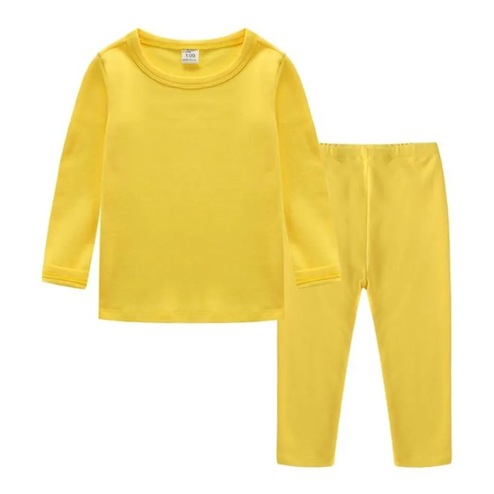 

2-10T Soft & Comfortable Autumn Kids Pajamas Children Sleepwear Baby Pajamas Sets Boys Girls Solid Color Pijamas Cotton Clothing