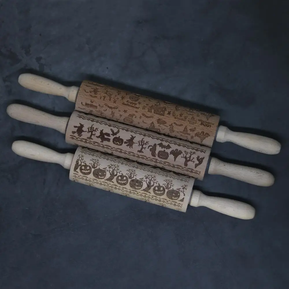 Новинка деревянная Скалка на Рождество елка олень Хэллоуин с принтом в виде