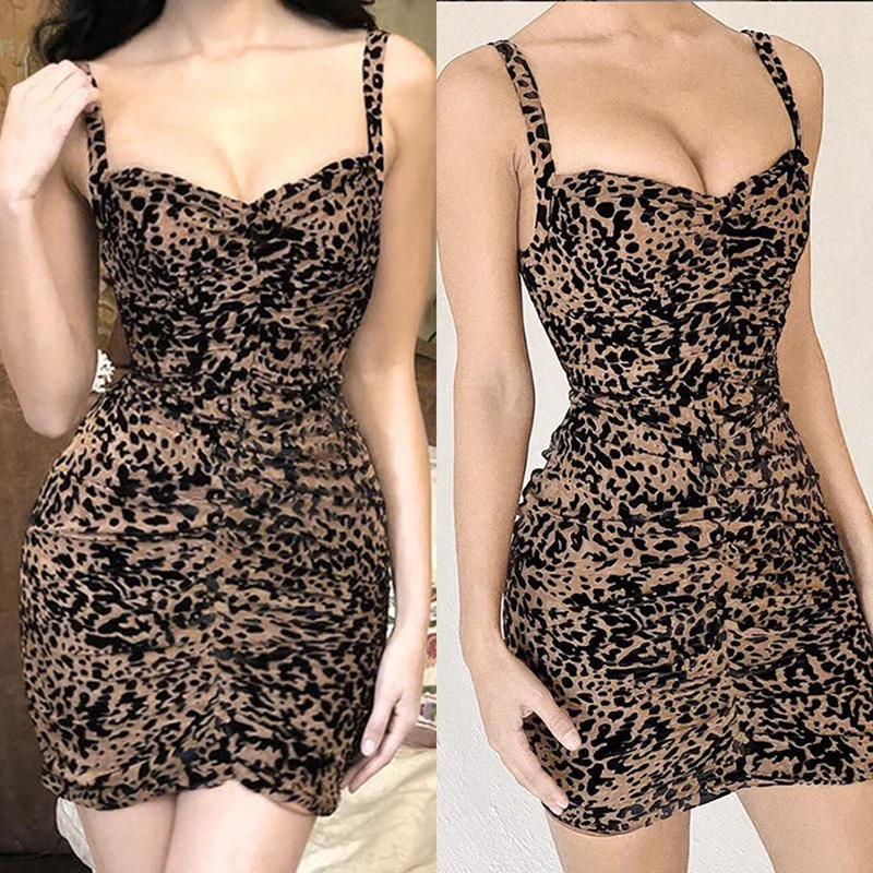 

Women's Strapless Backless Sexy Leopard Print Dress Leopard Print
