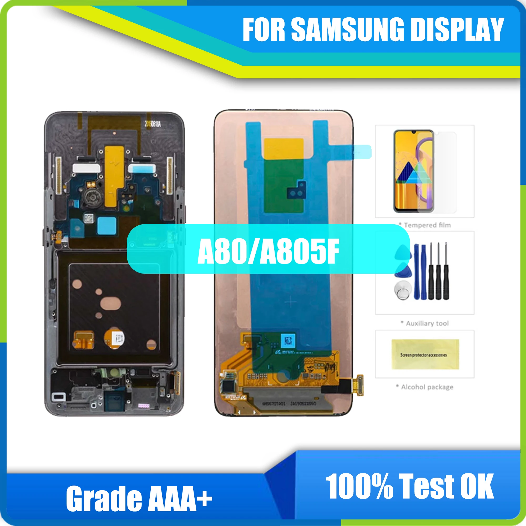 

Super AMOLED дисплей для Samsung Galaxy A80 A805 SM-A805F A805FD A805A ЖК сенсорный экран дигитайзер монтаж для Samsung A80 LCD