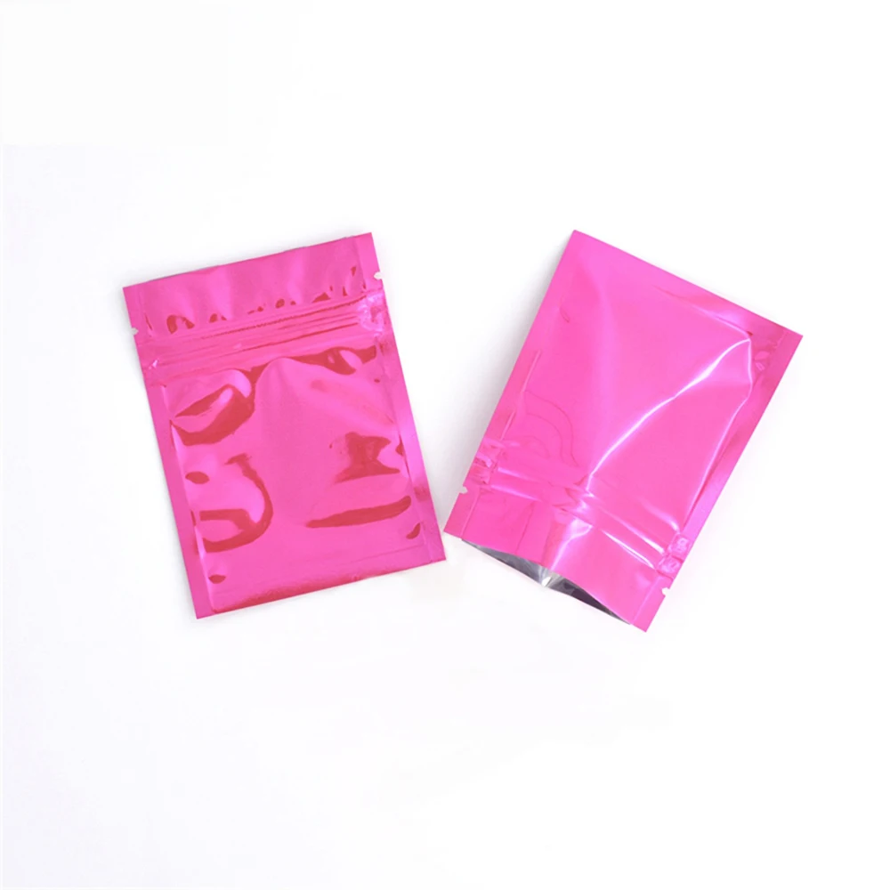 100 шт. блестящие розовые пластиковые пакеты для хранения из алюминиевой фольги