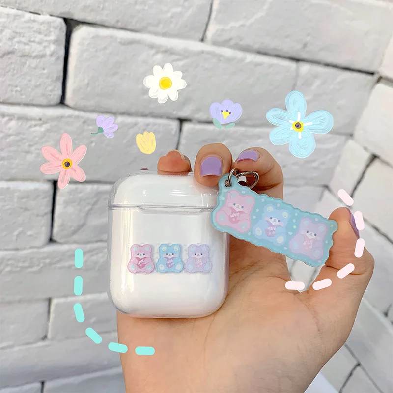 Оригинальная гарнитура Airpods2 поколения с изображением медведя из мультфильма