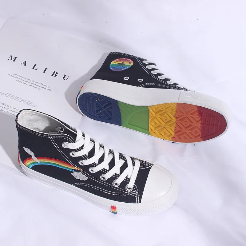 Женские парусиновые кроссовки Осенние белые студенческие с высоким берцем и