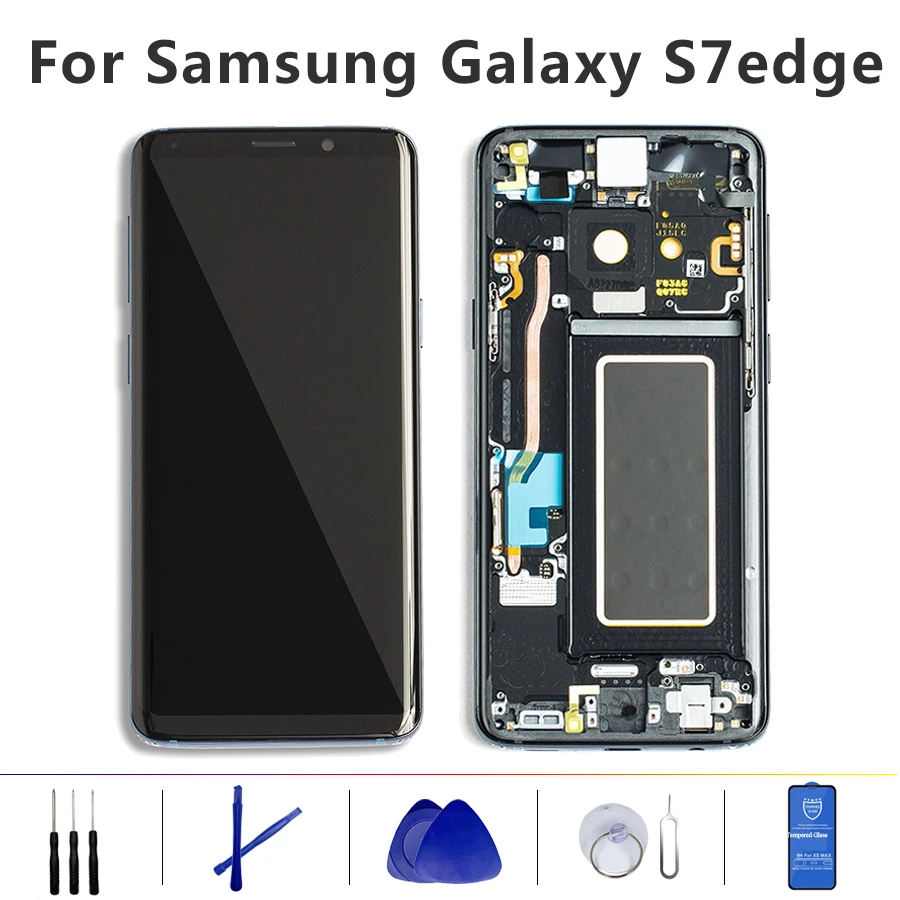 Оригинальный AMOLED после рынка ЖК дисплей с рамкой для SAMSUNG Galaxy S7 edge кодирующий