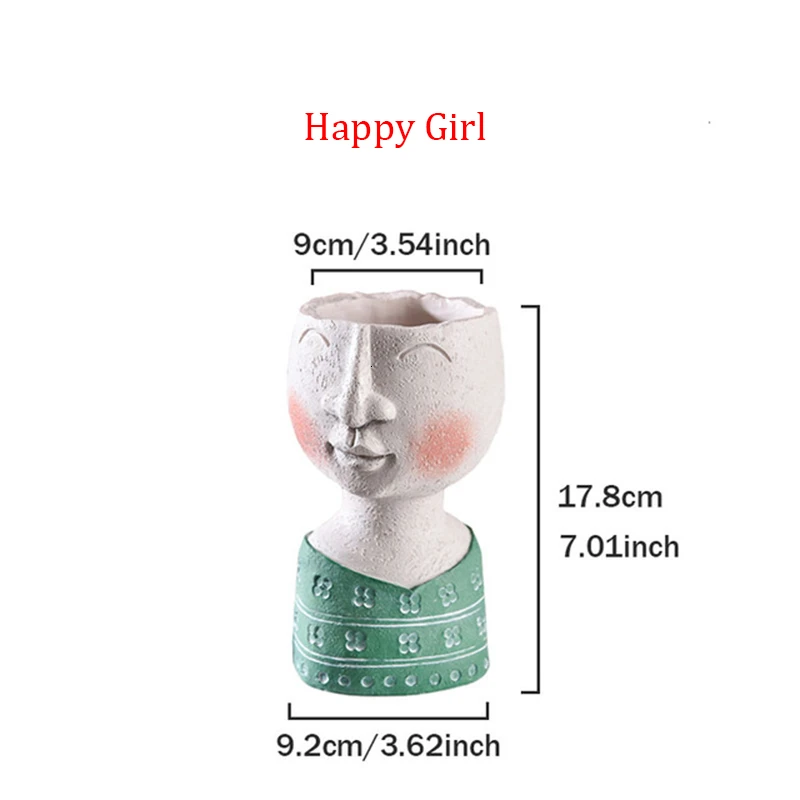 Happy Girl Счастье семья статуя цветочный горшок сад портрет скульптура орнамент настольный декор смола Цветочная композиция контейнер - Цвет: Happy Girl