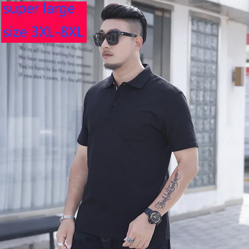 

New Arrival Fshion Extra Large Men Casual Summer Thin Turn-down Collar Knitted T Shirt Plus Size 3XL 4XL 5XL 6XL 7XL 8XL