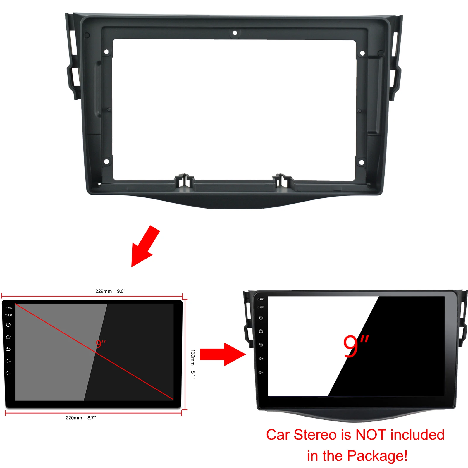 9 дюймовая Автомобильная панель для TOYOTA RAV4 2007 2012 автомобильные комплекты рамок Dvd