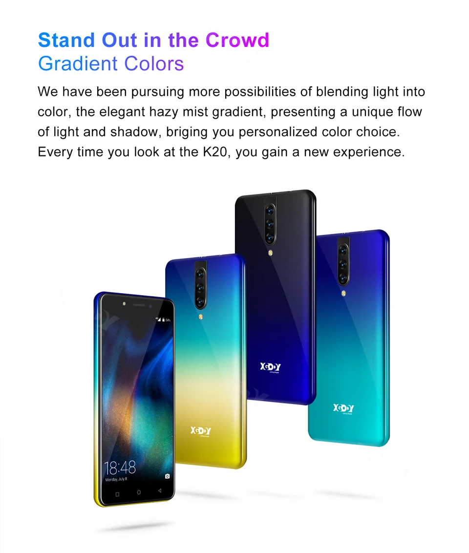 XGODY 4G Dual Sim смартфон Android 9,0 5," 18:9 HD полный экран 2 Гб 16 Гб MTK6737 четырехъядерный 5 Мп камера 2800 мАч мобильный телефон K20