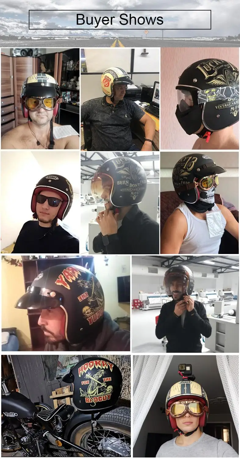 Винтажный шлем с открытым лицом Ретро мотоциклетный каск Чоппер КАСКО очками