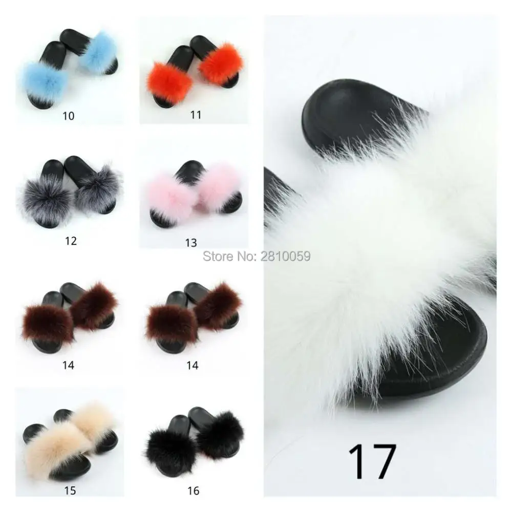 World Bohan fluffy fur slippers women's luxury fox shoes customized | Обувь