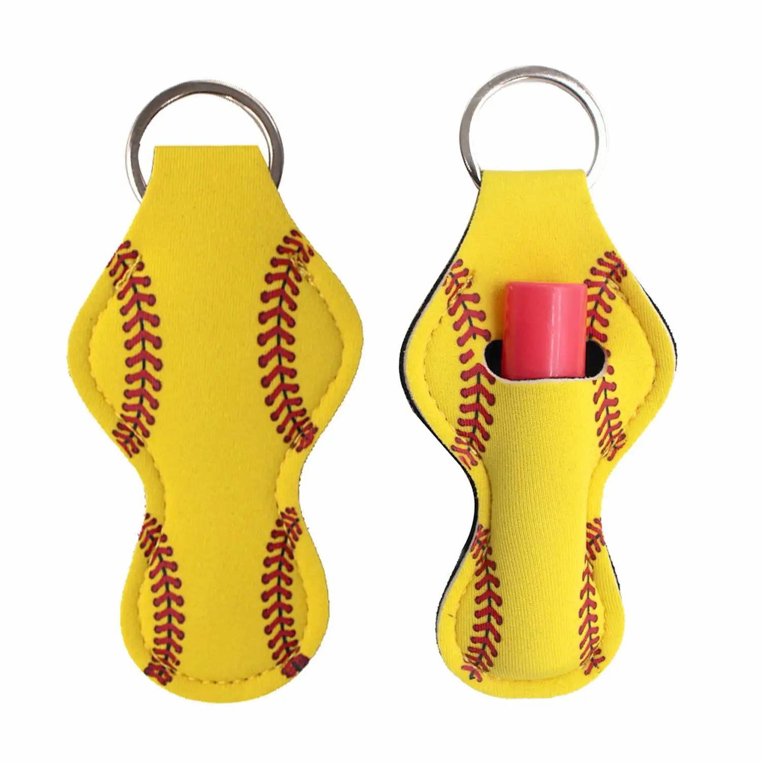 10 шт. желтый софтбол стиль неопрен Chapstick держатель брелок оптом пустой Софтбол
