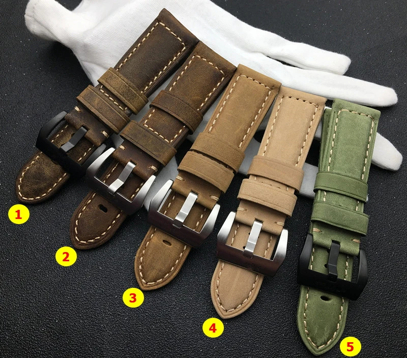 Роскошный брендовый ремешок для часов в стиле ретро зеленый коричневый 22 мм 24