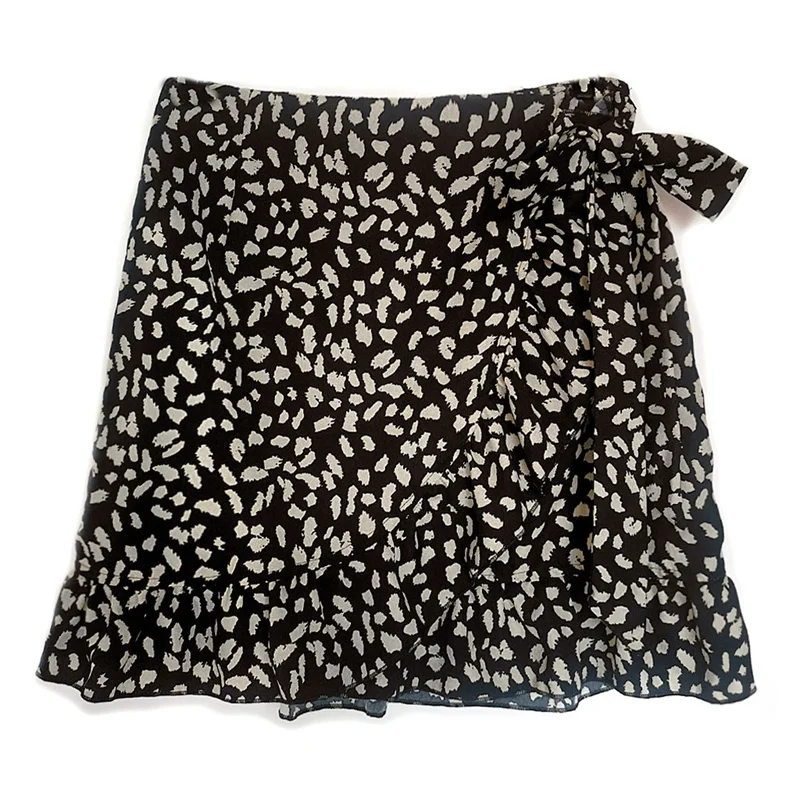 

Summer Printed Female Ruffled High Waist Bow Skirt Women'S Mini Skirt