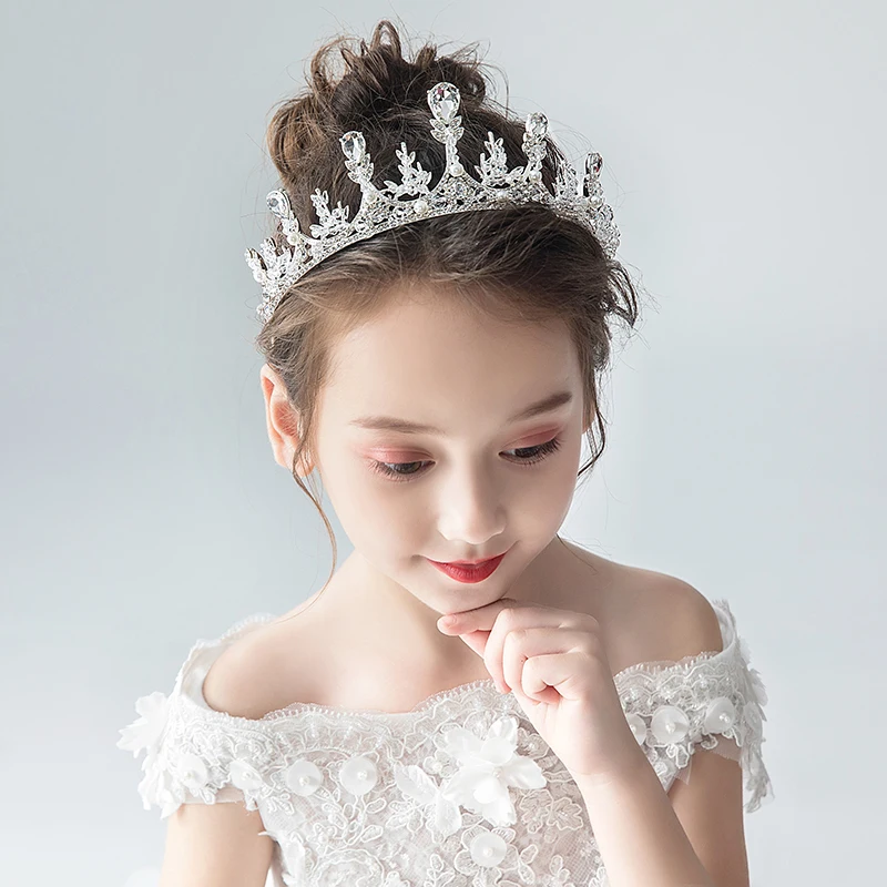 

Girls Tiara Silver Wedding Girl Rhinestone Headband Head Crown Princess Jewelry Hair Accessories In Stock