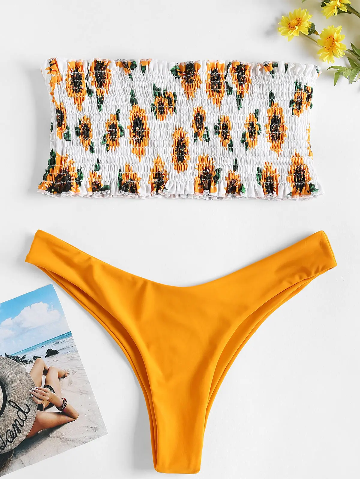 \ "ZAFUL Conjunto de бикини-бандо Traje de Баньо-де-girasol Traje de baño de mujer Traje de baño цветочный грех tirantes Сексуальная de cintu