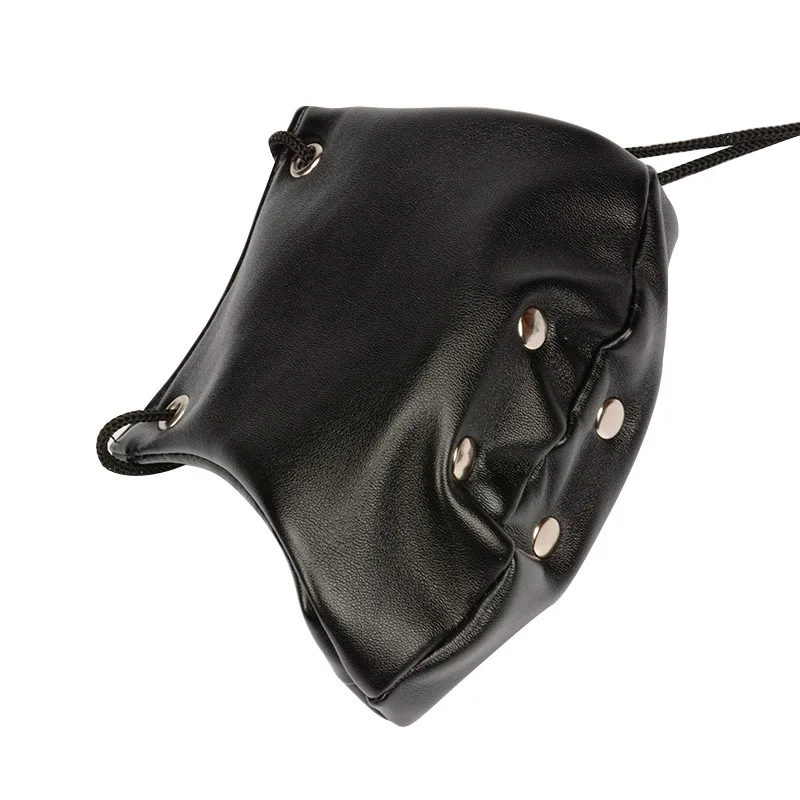 Фетиш бдсм бондаж маска кожаная портупея оральная открытая фиксация кляп для рта