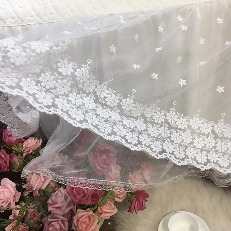 

3Pcs150X200cm/180X200cm Cream White Beige Lace Princess Bed skirt set Quilted Cotton Bedspread Pillowcase Queen King size 3Pcs