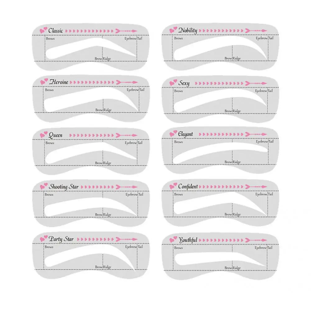 

50% Hot Sale 10Pcs Eyebrow Stencils Precisely Position Attach Tightly Cost-saving One Step Eyebrow Template Kit for Girl