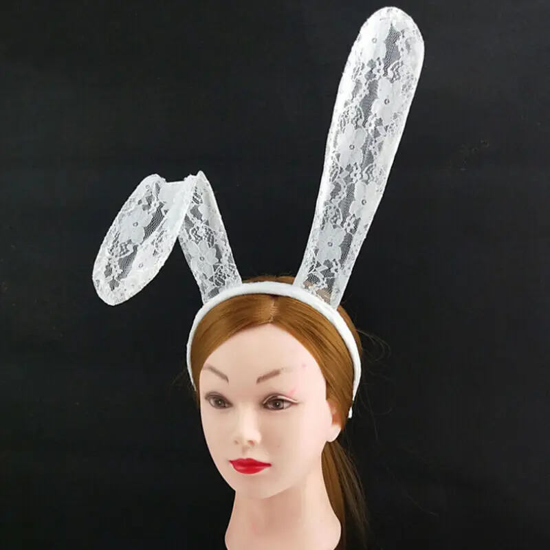 Women Sexy Rabbit Bunny Ears Lace Veil Eye Mask Headband Party Cosplay Fancy Dress Masquerade Costume Props | Дом и сад