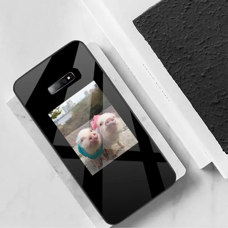 

Funny Cartoon Pig animal Phone Case Tempered glass For Samsung S6 S7 edge S8 S9 S10 e plus note8 9 10 pro