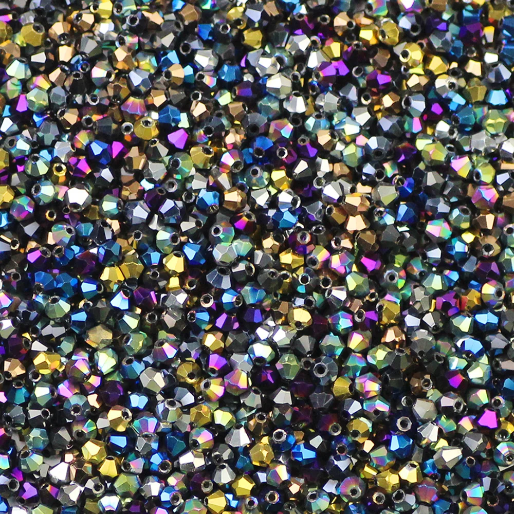 

YHBZRET Bicone Austrian crystals beads 3mm 200pcs plating color Spacer Loose Beads For Jewelry making bracelet Accessories DIY