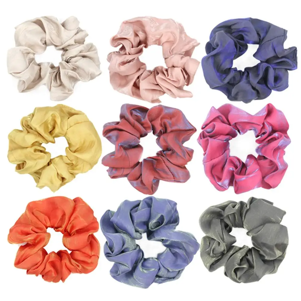 

Furling Girl 1 PC Satin Brightly Hair Scrunchies Ponytail Holders Spring Elastic Wrinkle Hair Bands Women Hair Accessories