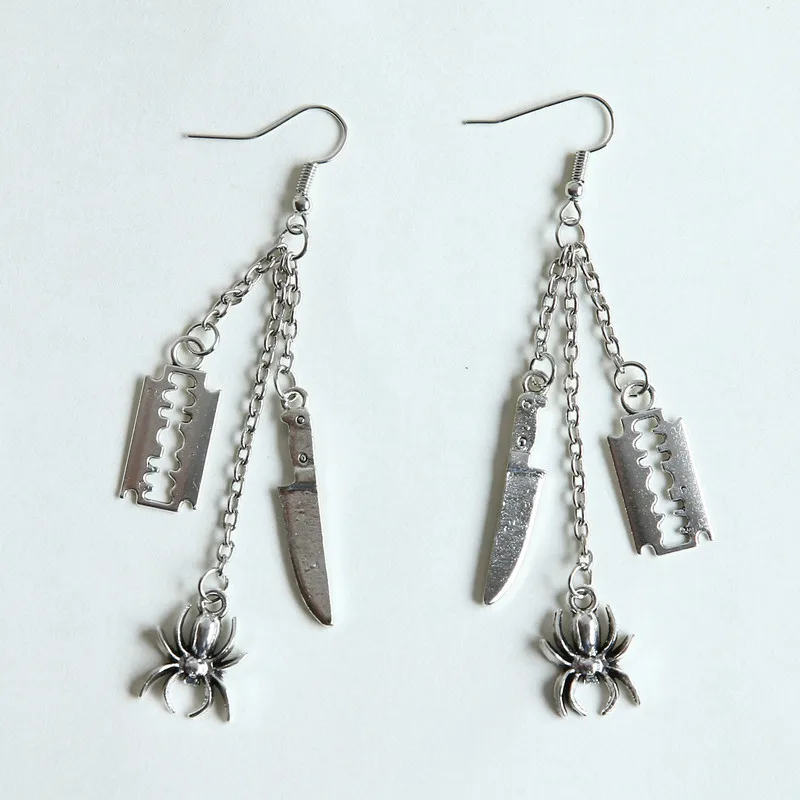 Длинные серьги цепочки: (очарование бритвы очарование ножа паука) длинные