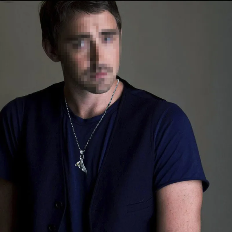 

Whale tail Skull Pendant Pure 925 Sterling silver Free black leather Rope Men Women Necklace Pendant Jewelry bijoux femme P029