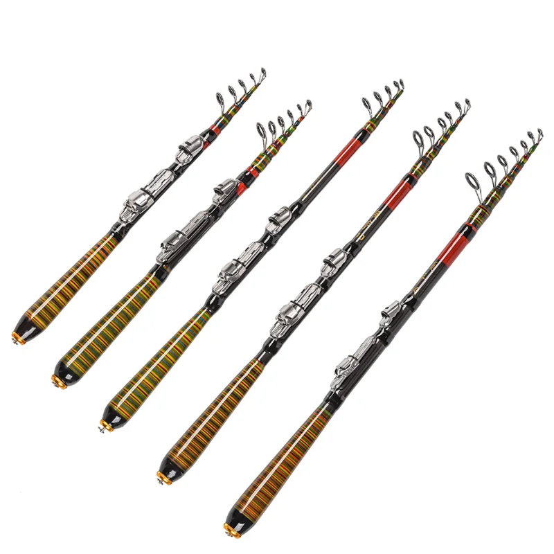 

Portable Multifunction Mini Fishing Rod Retractable 1.2m-2.4m Carbon Fiber Travel Rod Section 6 Telescopic Tackle Tools