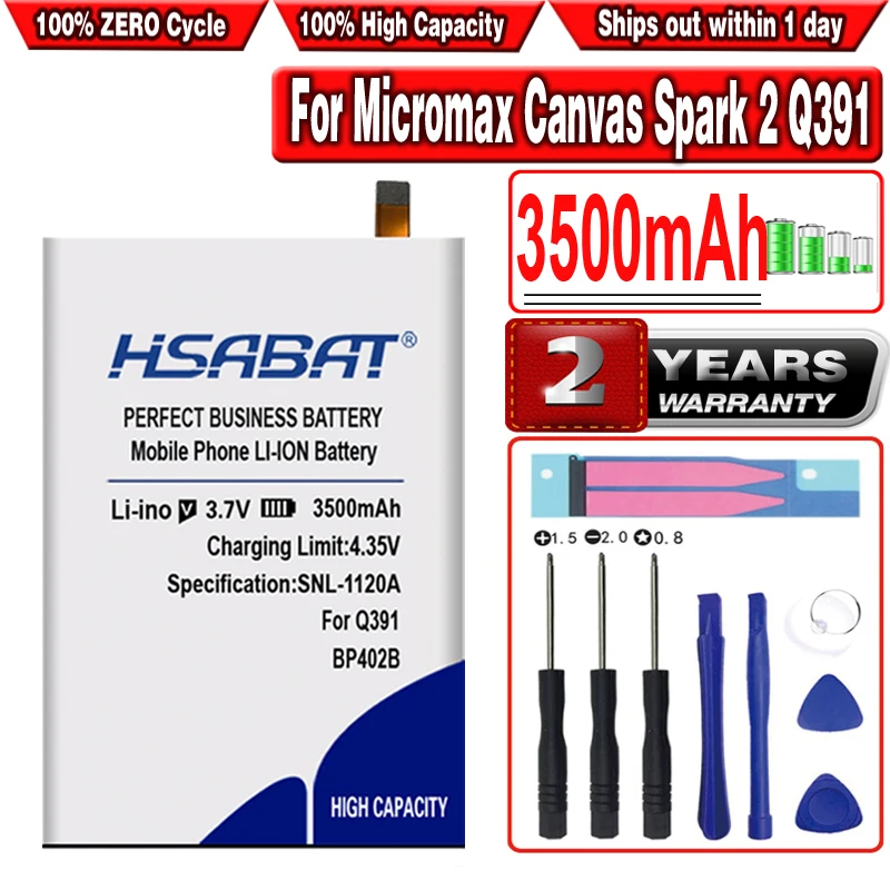 Аккумулятор HSABAT BP402B 3500 мАч для Micromax Canvas Spark 2 Q391|Аккумуляторы мобильных телефонов|