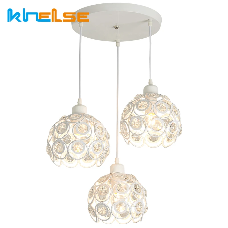 

Nordic Crystal LED Pendant Light E27 Metal Lustre Ceiling Chandelier Living Room Kitchen Hotel Home Decor Hanging Lights Fixture